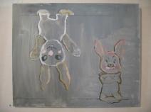 Cecilia Stigevik - Haren som ville imponera på grisen, Akryl 50x61 cm